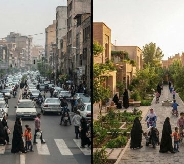 تأثیر شهرسازی بر زندگی در مقایسه محله پیاده‌پذیر ایرانی با بافت متراکم خودرومحور